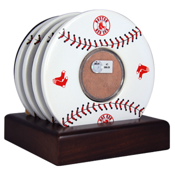 White 4 Pack Fenway Dirt Coaster with Stand MEM0003