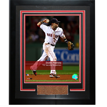Dustin Pedroia #15 Red Sox Feel The Game Framed 11x14 Dirt Collage SSC0110