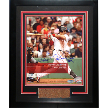 Victor Martinez Autographed Red Sox Feel The Game Framed 11x14 Collage SSC0148