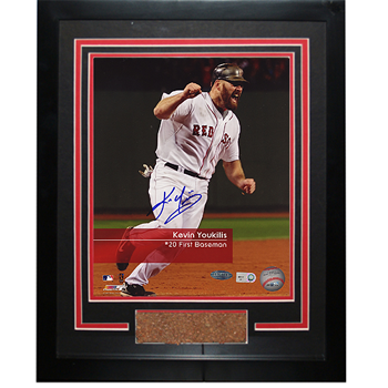 Kevin Youkilis Autographed Red Sox 'Feel The Game' Framed Dirt Collage Photograph SSC0149