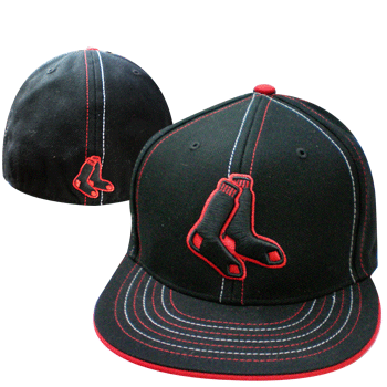 Black  on Black 2 Sox Contrast Stitch Flat Brim CL0508