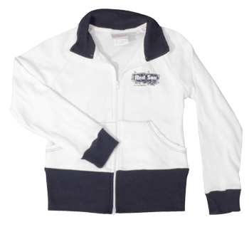 Youth White w/ Navy Full-Zip Crew WT0600