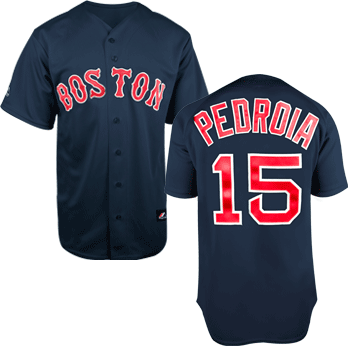 09 Replica Alternate Navy Jersey Pedroia JEA0330