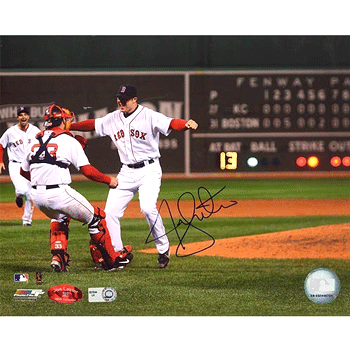 Jon Lester Autographed No Hitter Hug with Varitek 16x20 Photograph