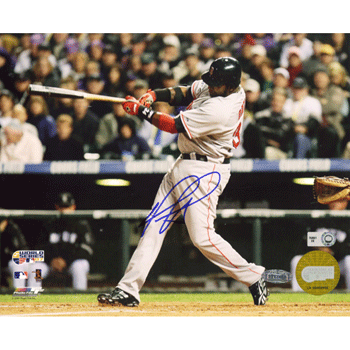 David Ortiz Autographed 2007 WS Game 3 Double 16X20 Photograph SSC0046