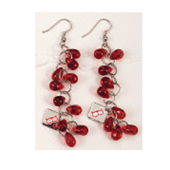 Touch Red Glass Bead Earrings TJ010