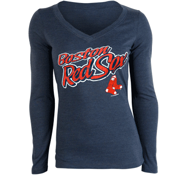 Young Ladies Navy Tri-Blend V-Neck Long Sleeve WT0084