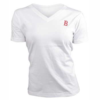 Women's White V-Neck w/ B WT0107