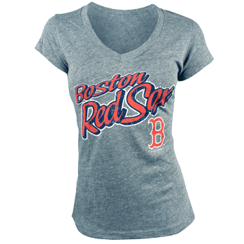 Young Ladies Grey V-Neck Tri-Blend Tee WT0136