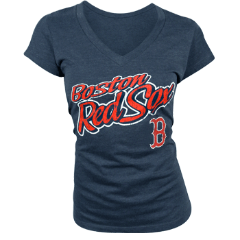 Young Ladies Navy V-Neck Tri-Blend Tee WT0590